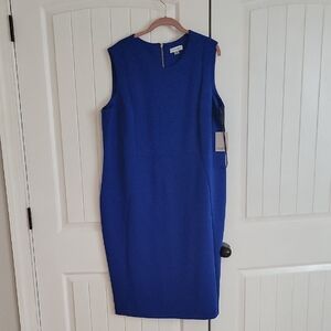 Calvin Klein Cobalt Blue Sleeveless Sheath Midi Dress for Cocktail